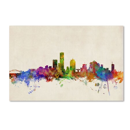 Michael Tompsett 'Milwaukee Watercolor Skyline' Canvas Art,26x40